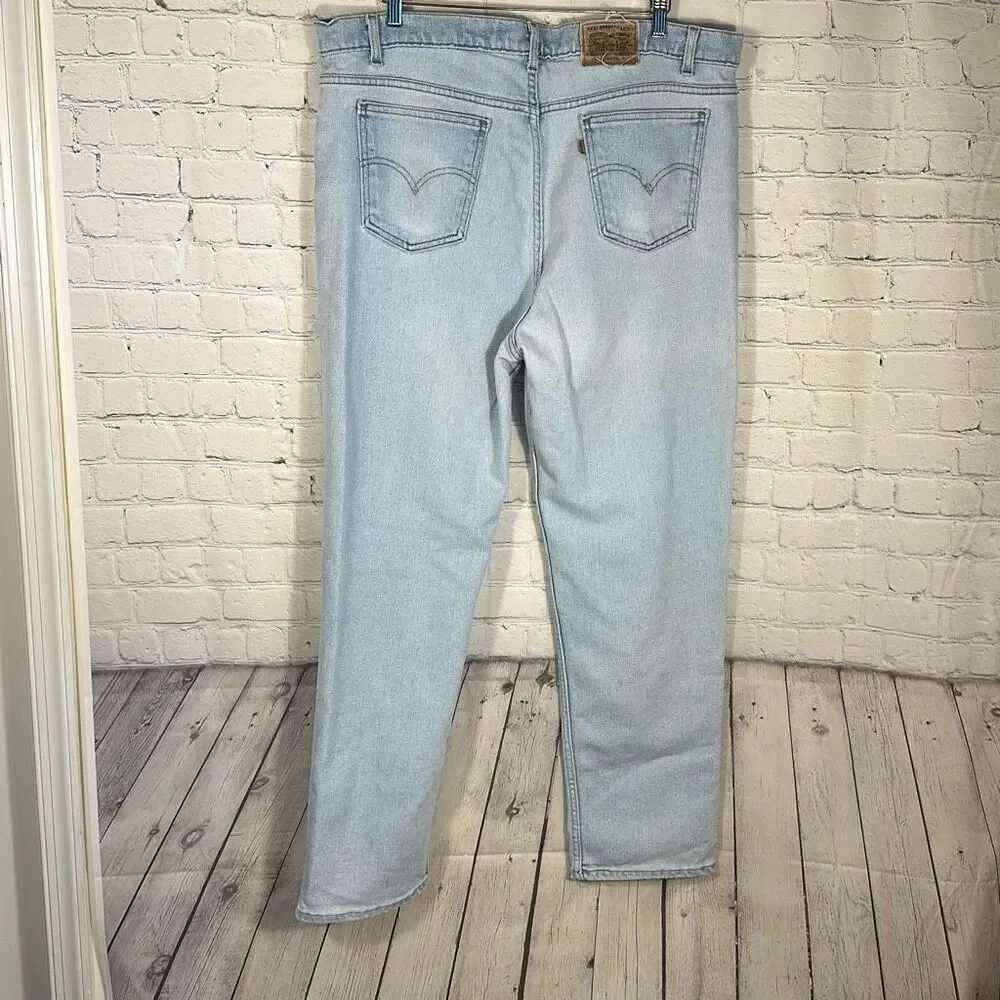 VTG Levis Jeans Mens 42x32 Blue 540 Flex Made In USA Brown Tab Western 90s Denim